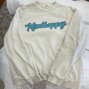 EUC MADHAPPY SCRIPT LOGO CREWNECK SWEATSHIRT CREAM COLORED UNISEX MEDIUM